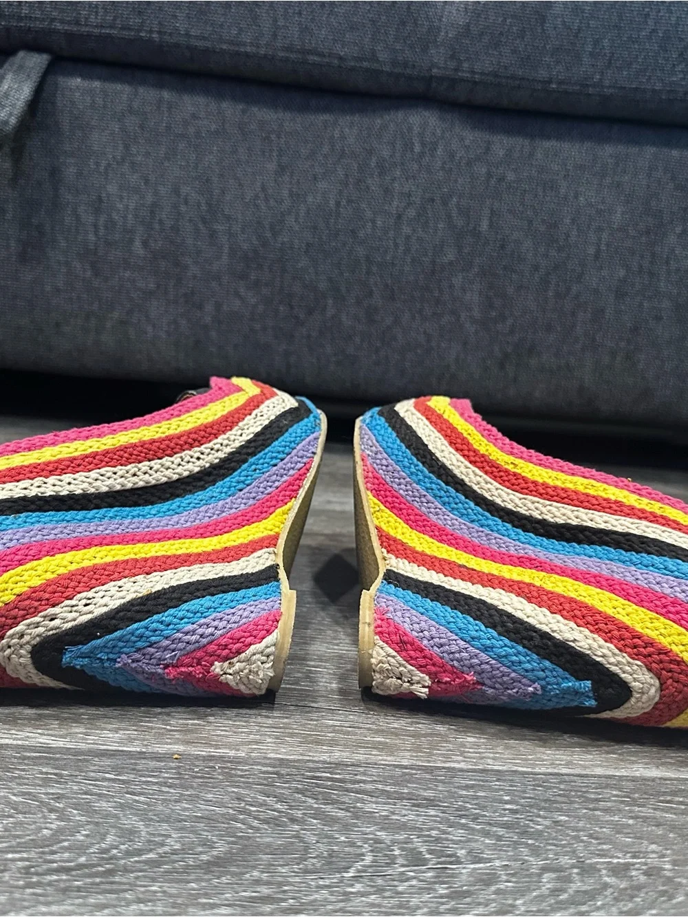 Fahrenheit Vintage Multicolor Striped Wedge Sandals - Women Size 6.5